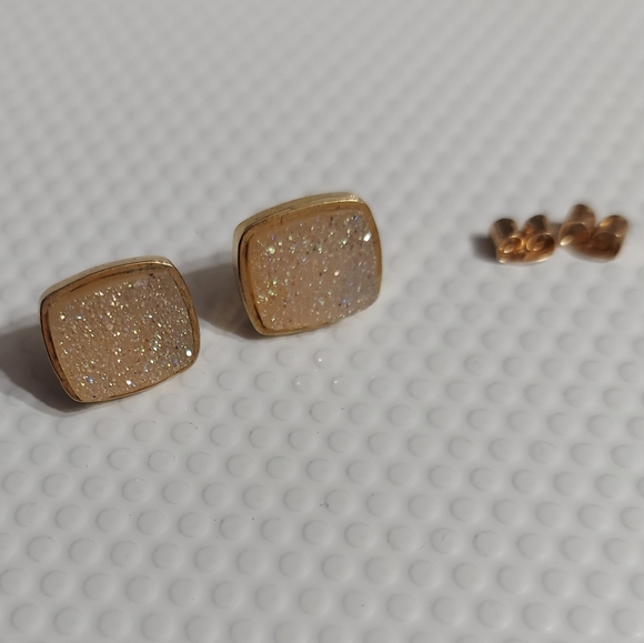 Dara Ettinger Gold Tone/Aurora Borealis Drusy Earrings - Picture 3 of 6